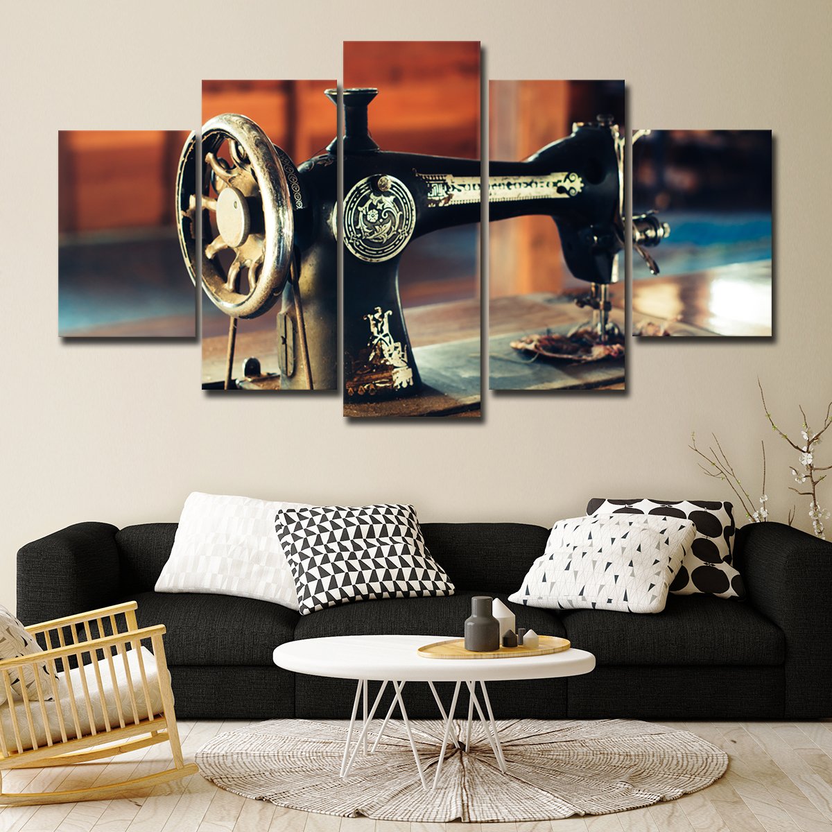 Antique Sewing Machine Multi Panel Canvas Wall Art