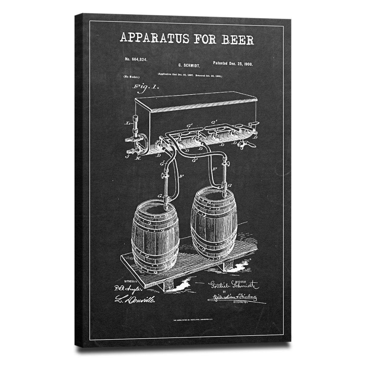 Apparatus For Beer Patent BW Canvas Wall Art