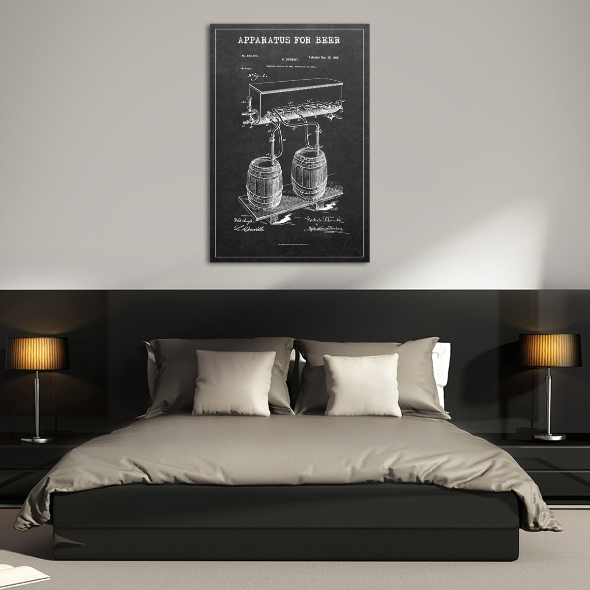 Apparatus For Beer Patent BW Canvas Wall Art