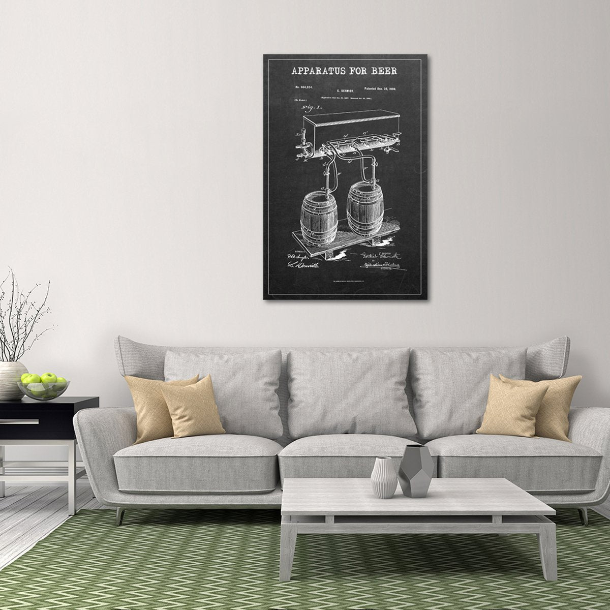 Apparatus For Beer Patent BW Canvas Wall Art