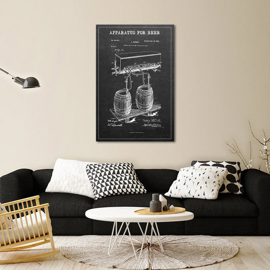 Apparatus For Beer Patent BW Canvas Wall Art