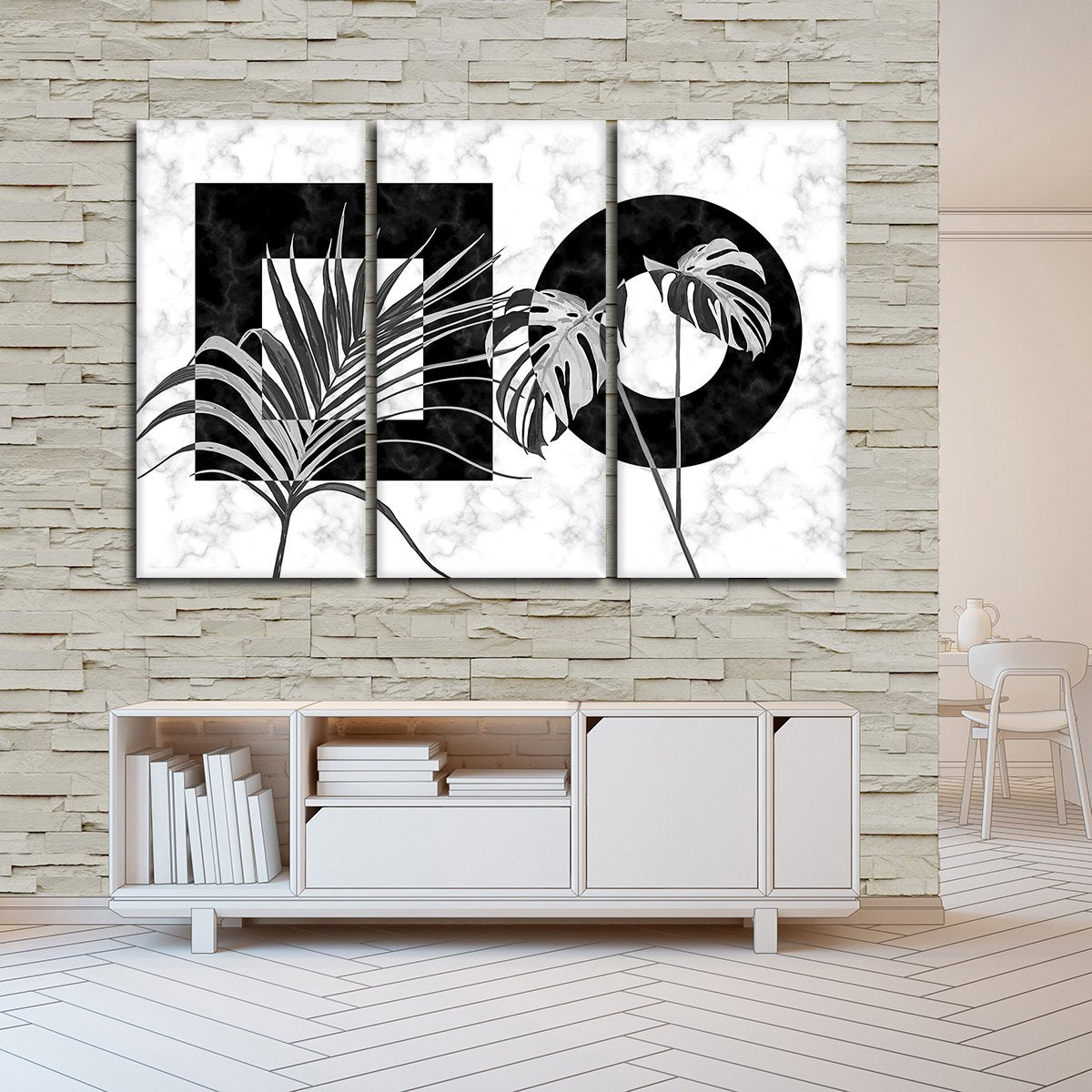 Art Deco Leaves Multi Panel Canvas Wall Art