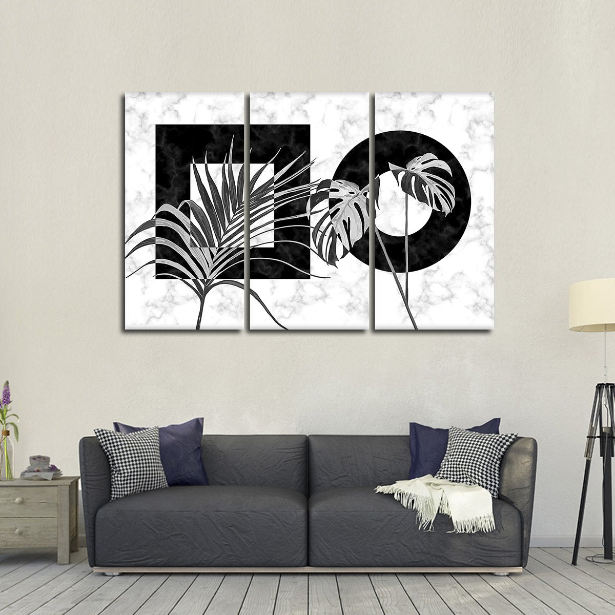 Art Deco Leaves Multi Panel Canvas Wall Art