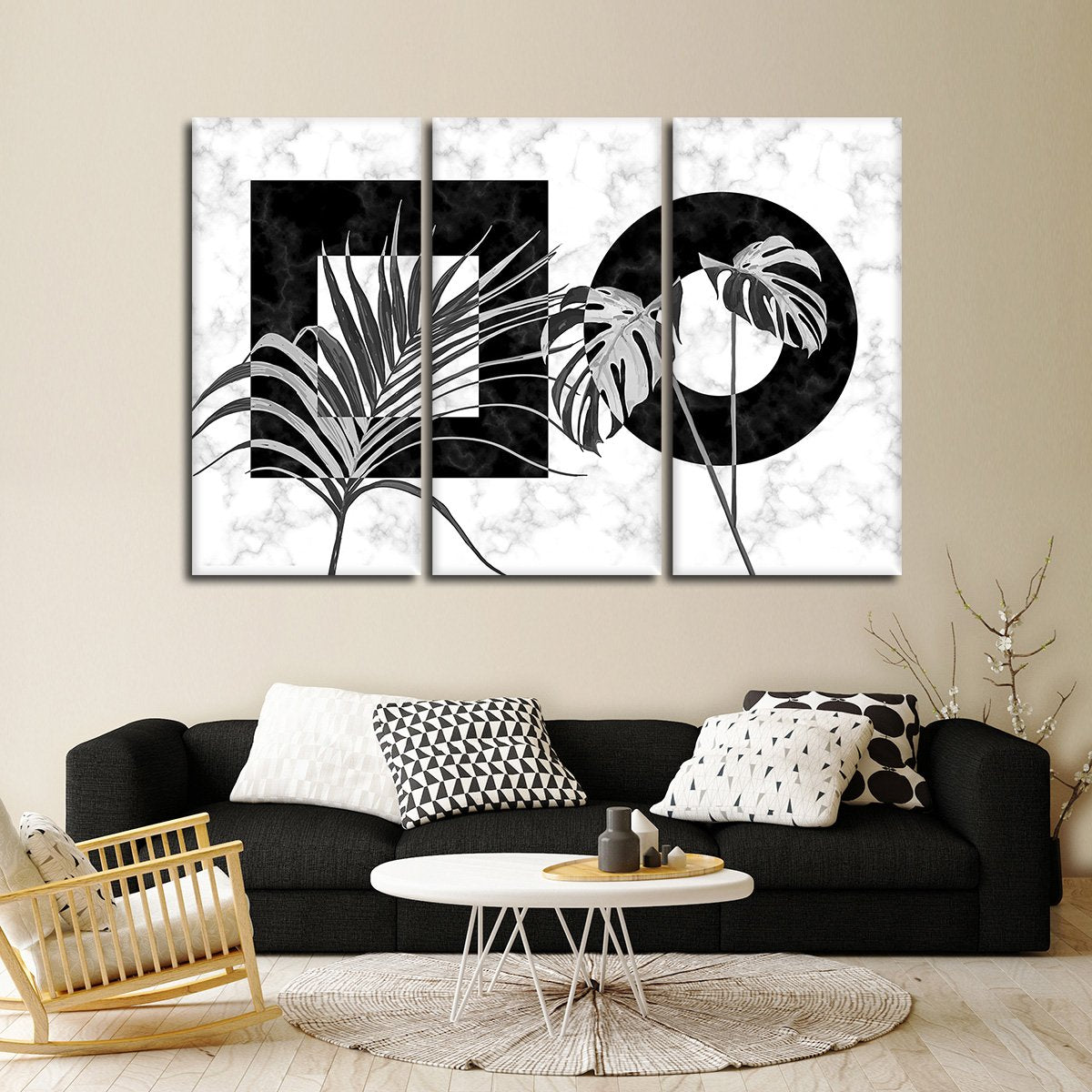 Art Deco Leaves Multi Panel Canvas Wall Art