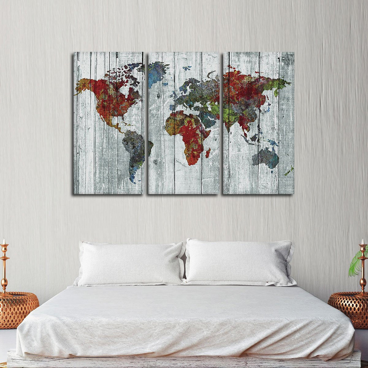 Artisanal World Map Multi Panel Canvas Wall Art