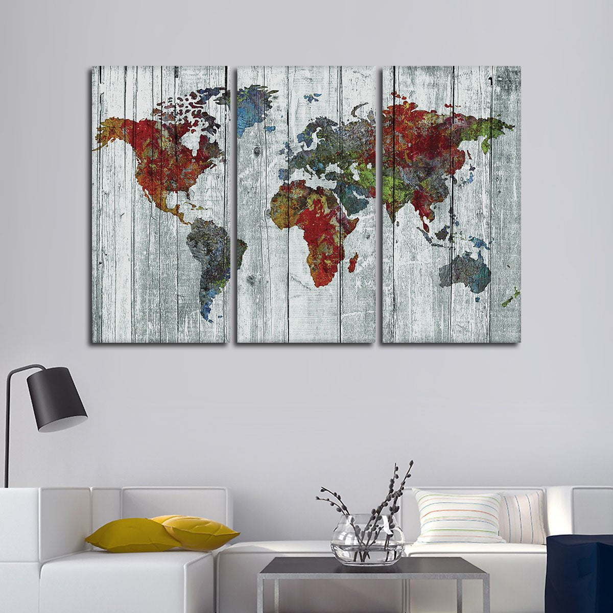 Artisanal World Map Multi Panel Canvas Wall Art