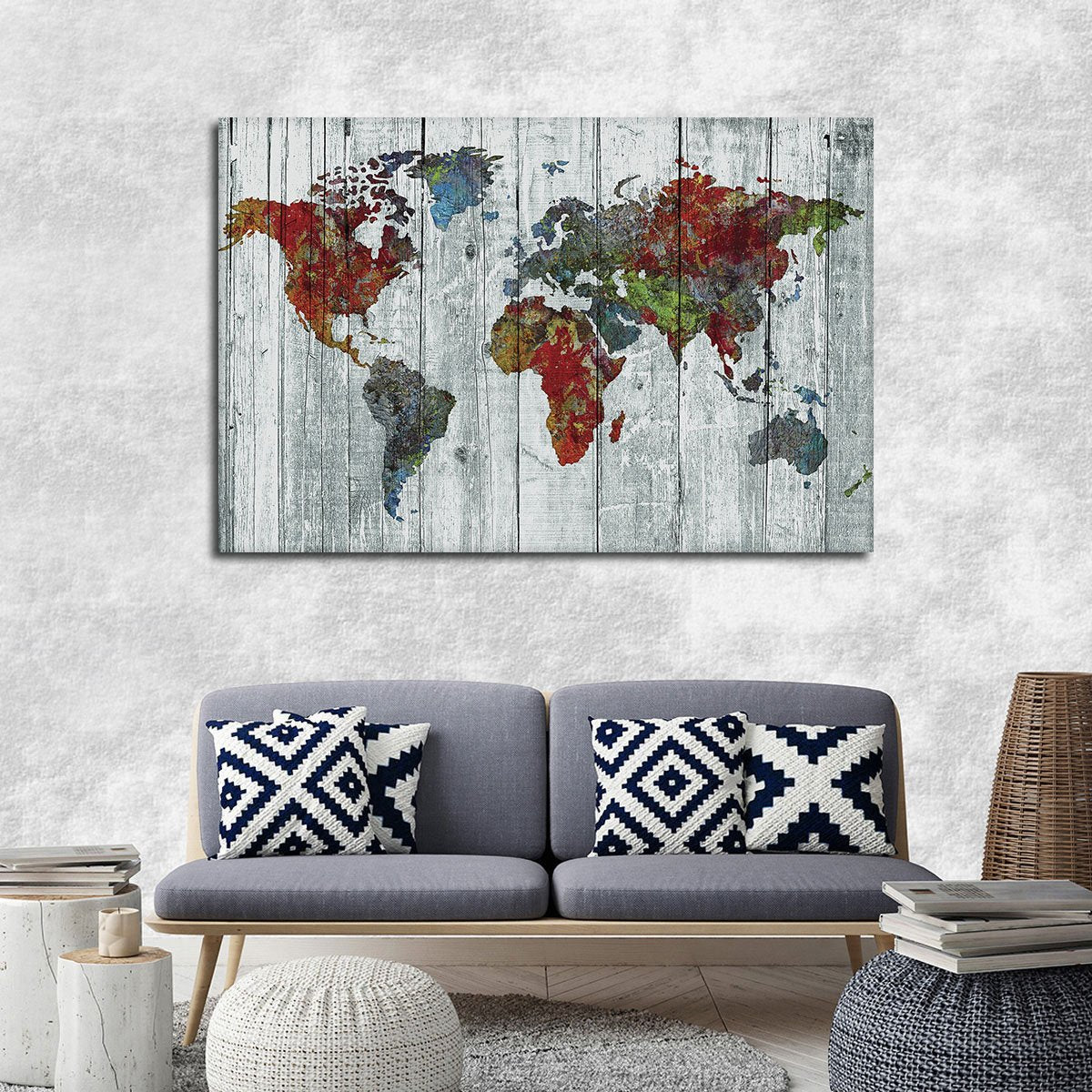 Artisanal World Map Multi Panel Canvas Wall Art