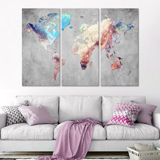 Artistic Touch World Map Multi Panel Canvas Wall Art