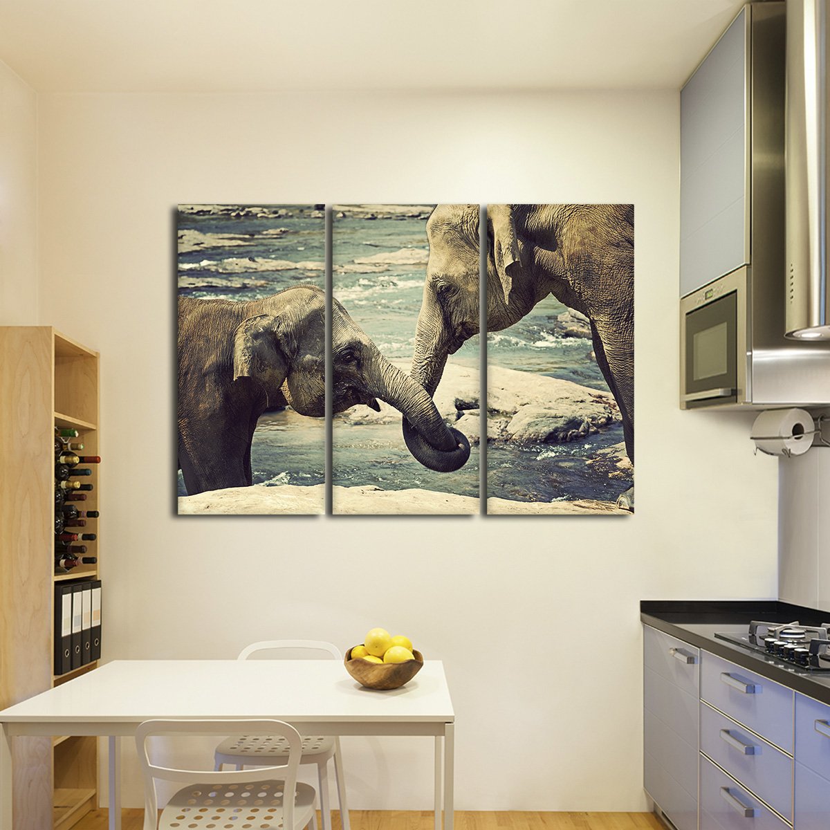 Asian Elephants Multi Panel Canvas Wall Art