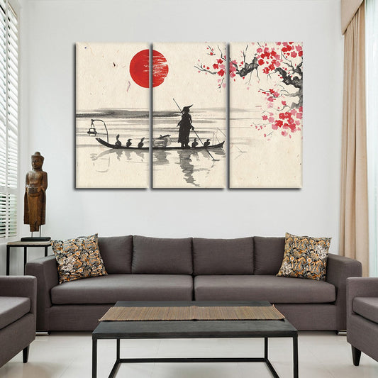 Asian Boat Ride Multi Panel Canvas Wall Art