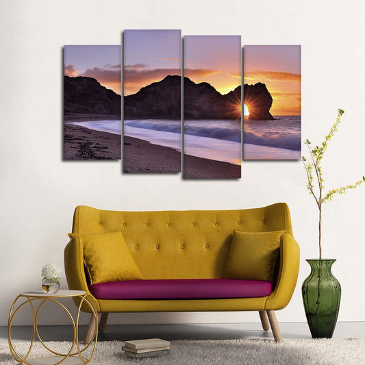 Astounding Sea Arch Sunset Multi Panel Canvas Wall Art