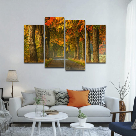 Autumn Road Multi Panel Canvas Wall Art