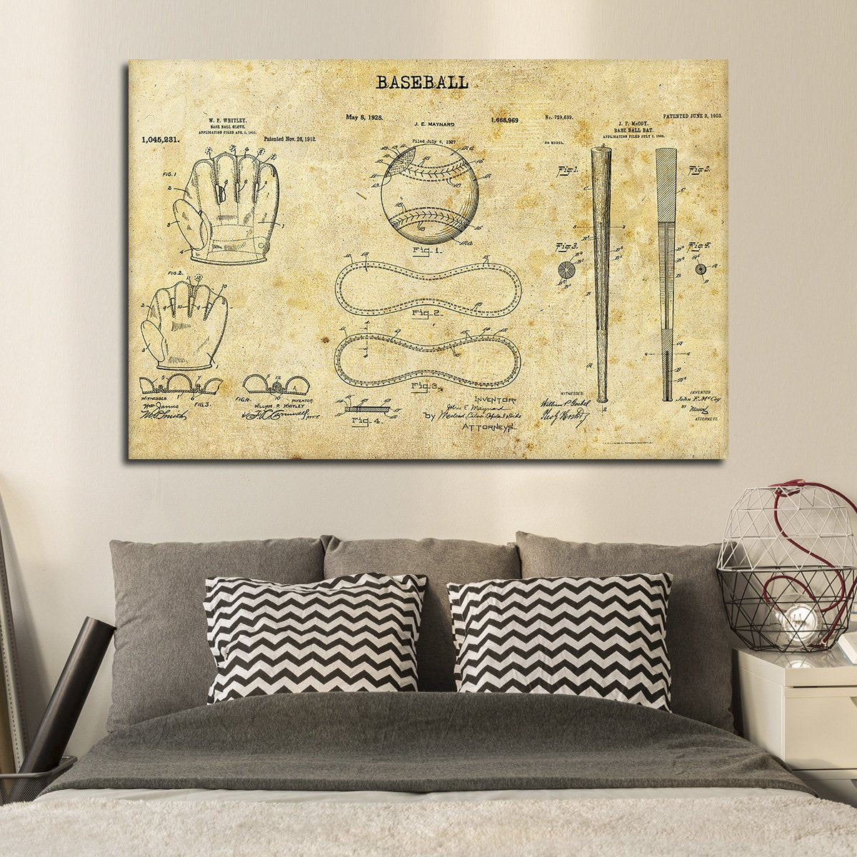 Baseball Patent Compilation Multi Panel Canvas Wall Art