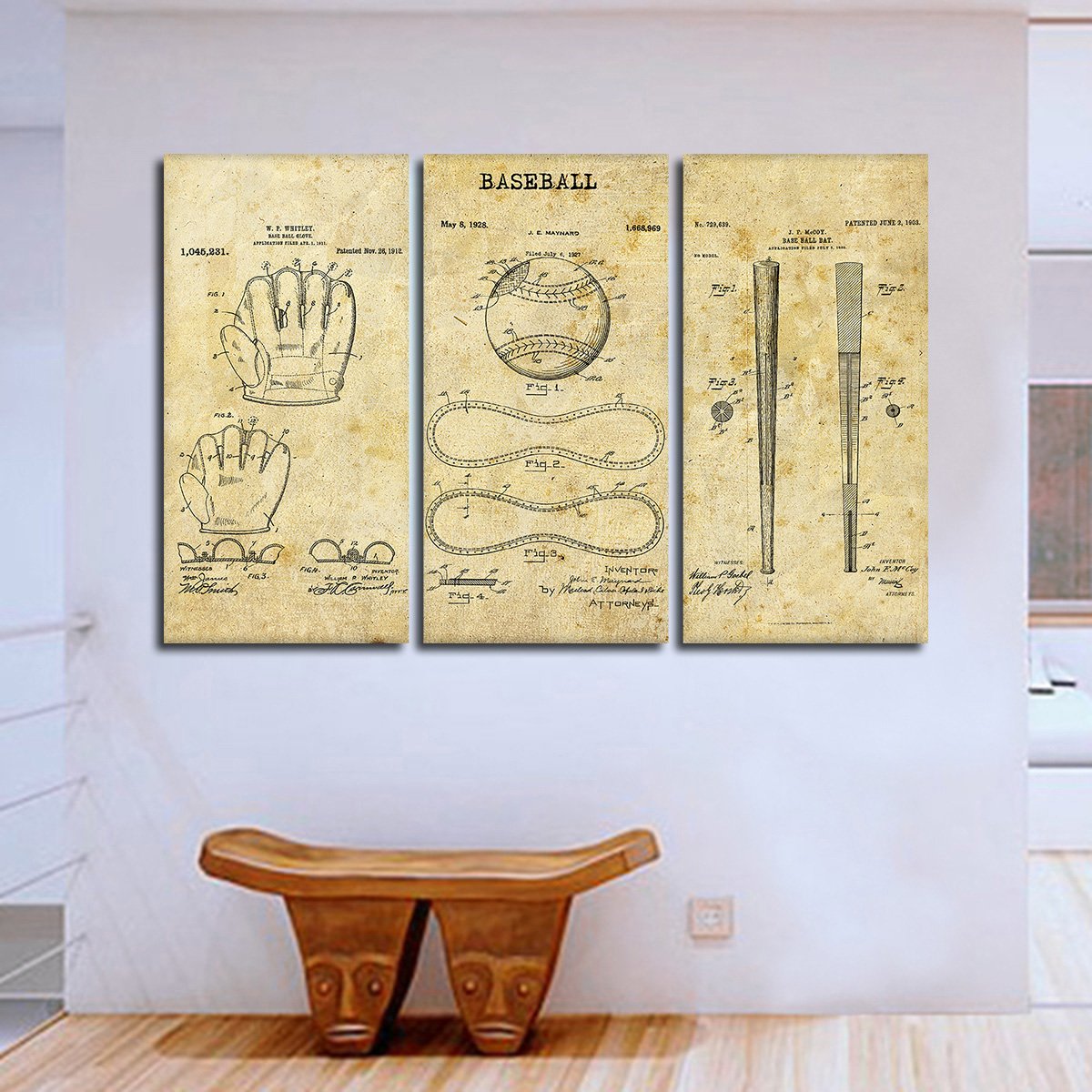 Baseball Patent Compilation Multi Panel Canvas Wall Art