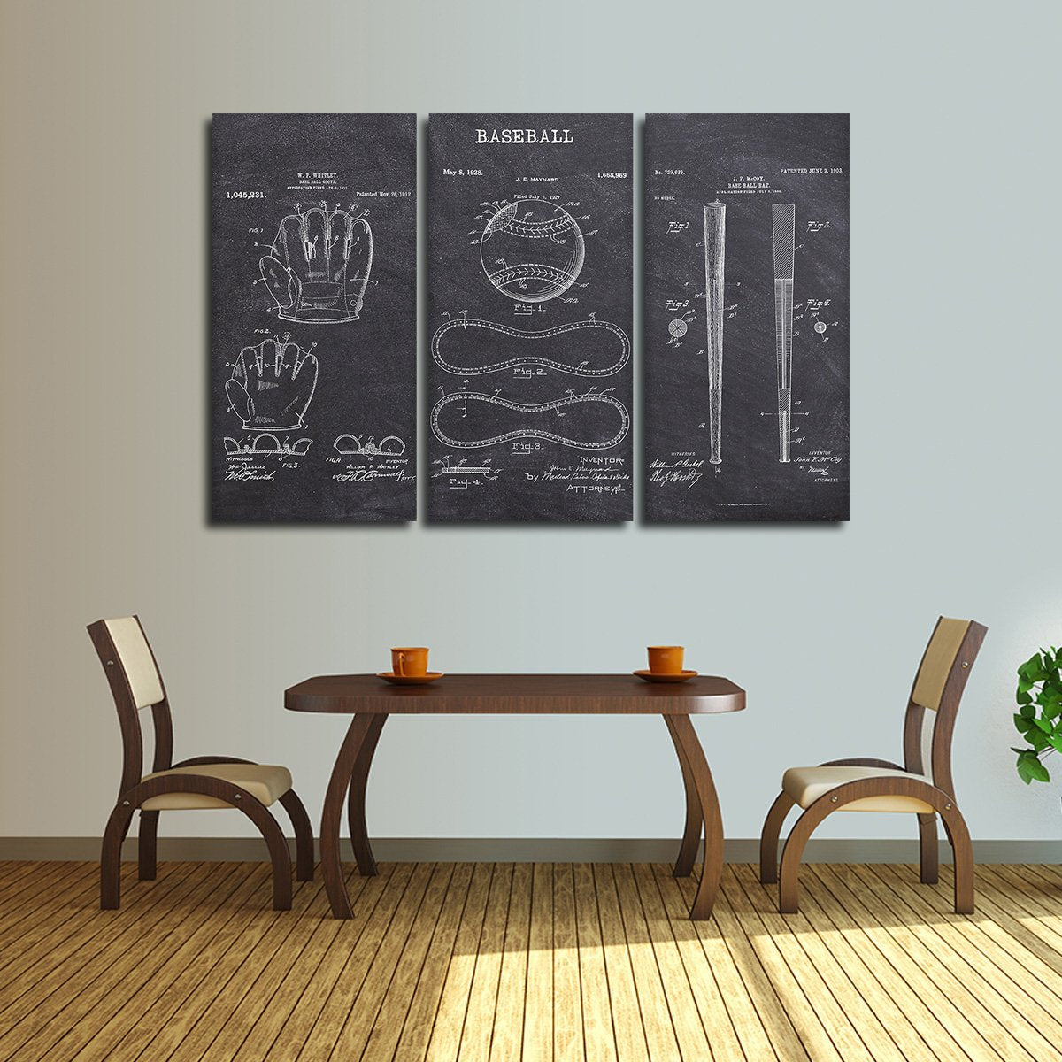 Baseball Patent Compilation BW Multi Panel Canvas Wall Art