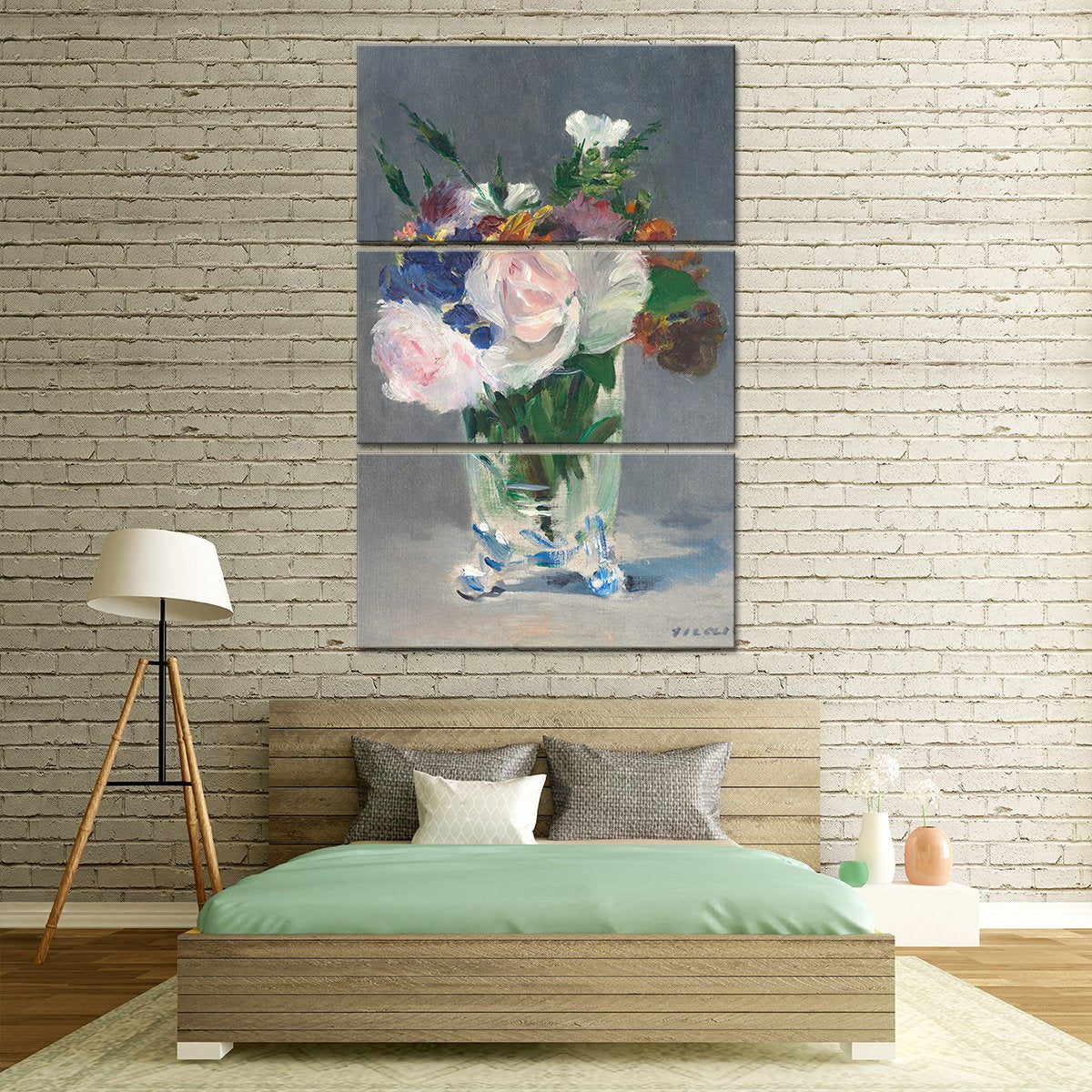 Flowers in a Crystal Vase Multi Panel Canvas Wall Art