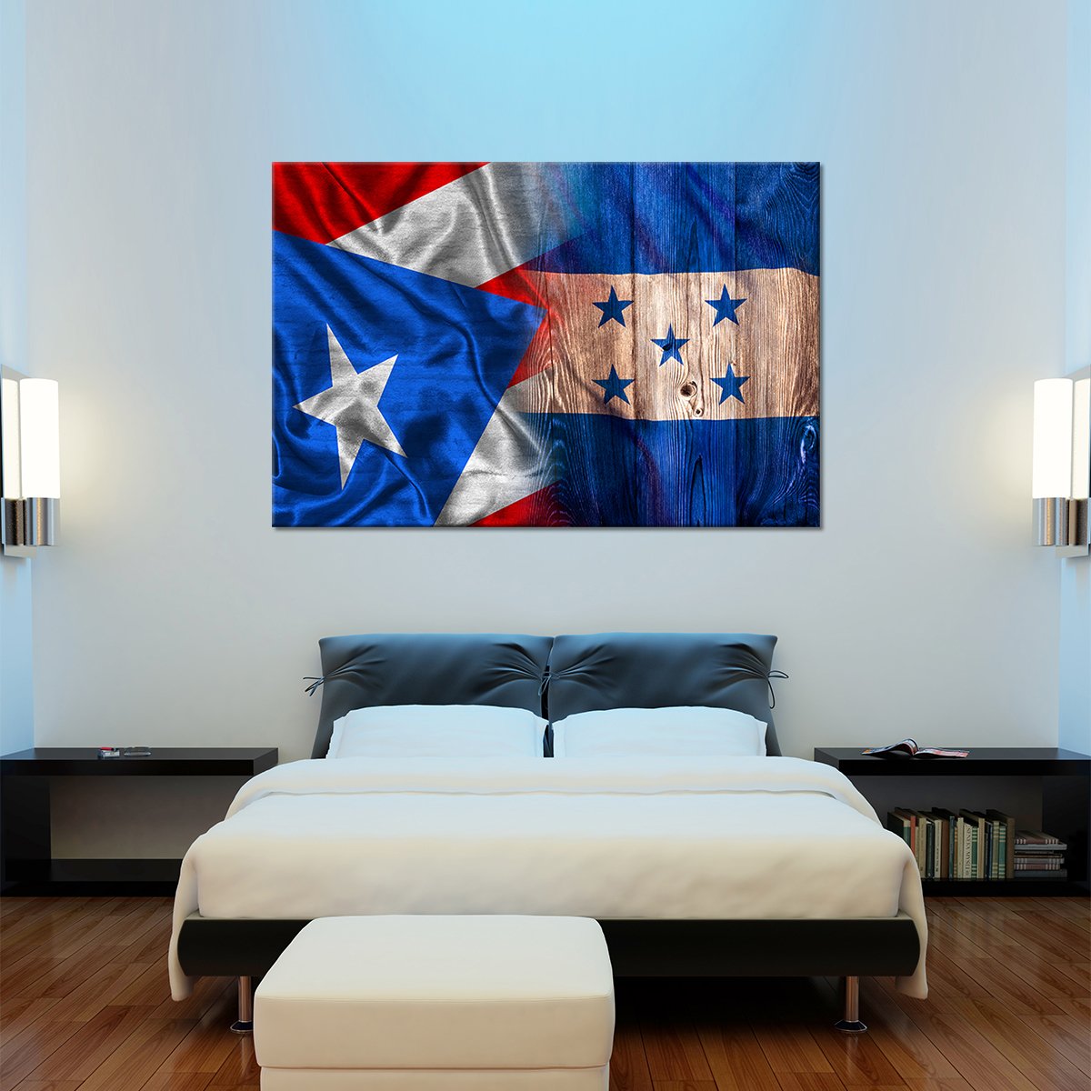 Puerto Rico And Honduras Flag Multi Panel Canvas Wall Art