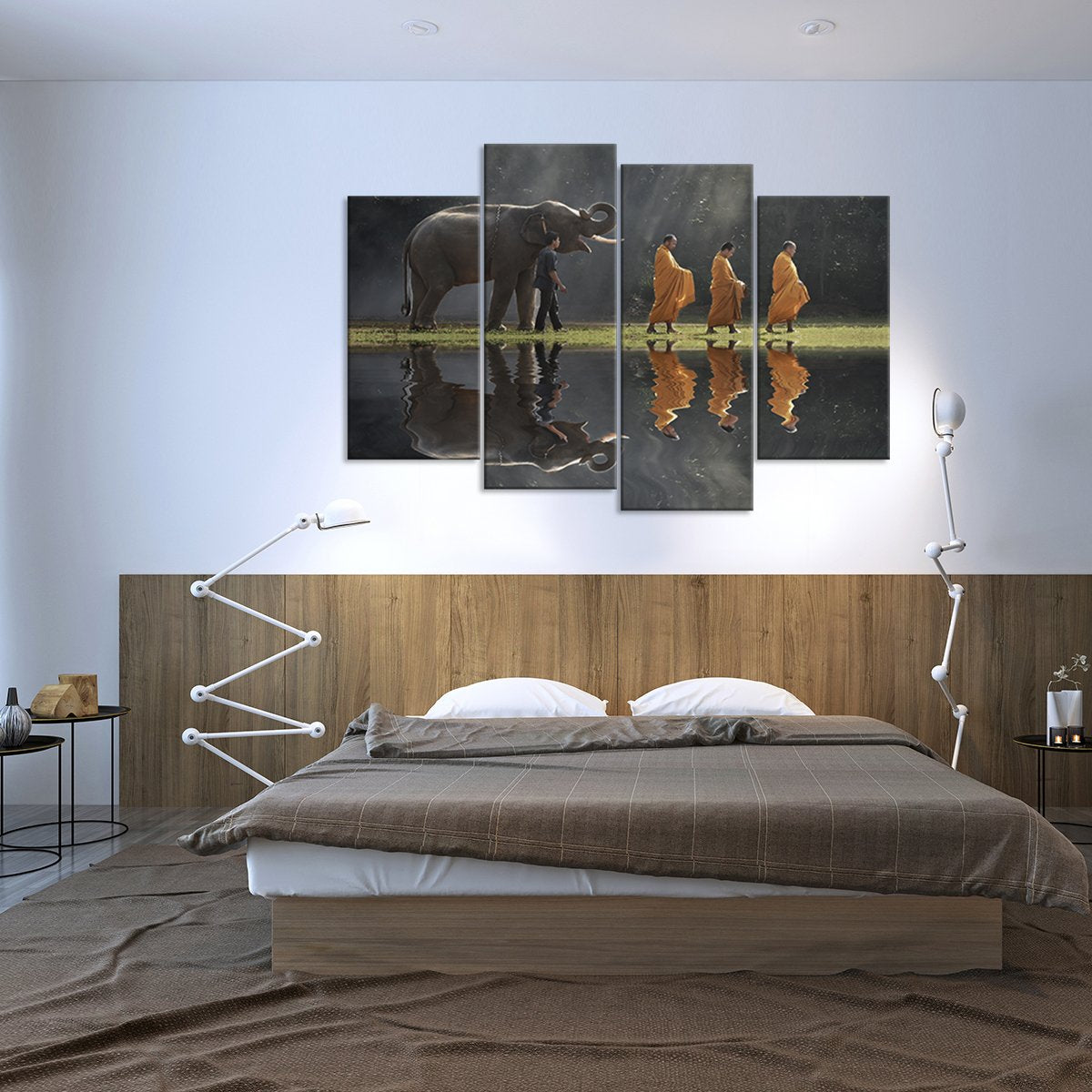 Buddhist Elephant Multi Panel Canvas Wall Art