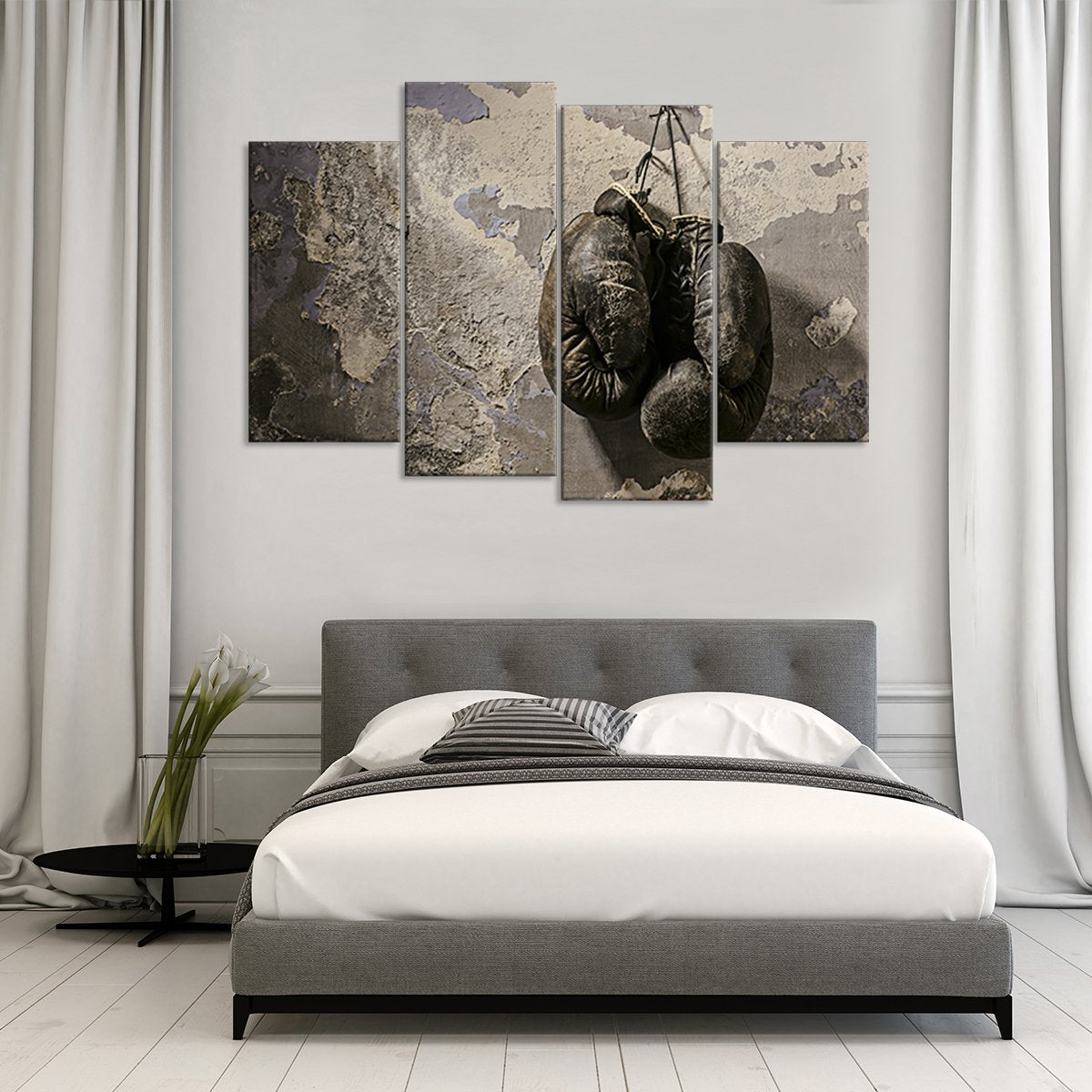 Old Boxing Gloves Multi Panel Canvas Wall Art