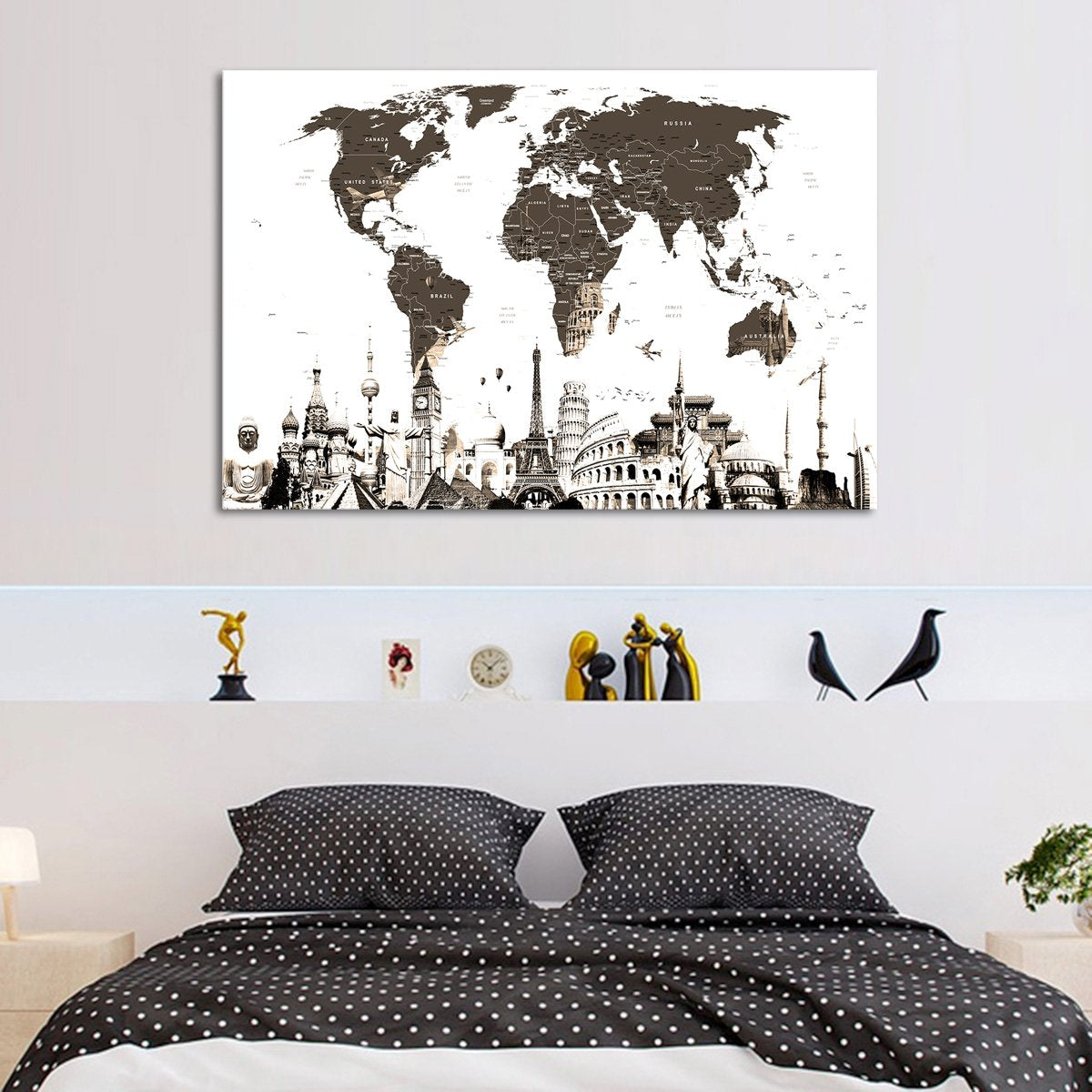 Slate World Map Masterpiece Multi Panel Canvas Wall Art