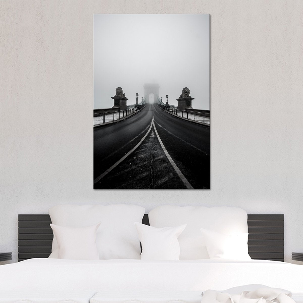 Foggy Bridge Ahead Multi Panel Canvas Wall Art