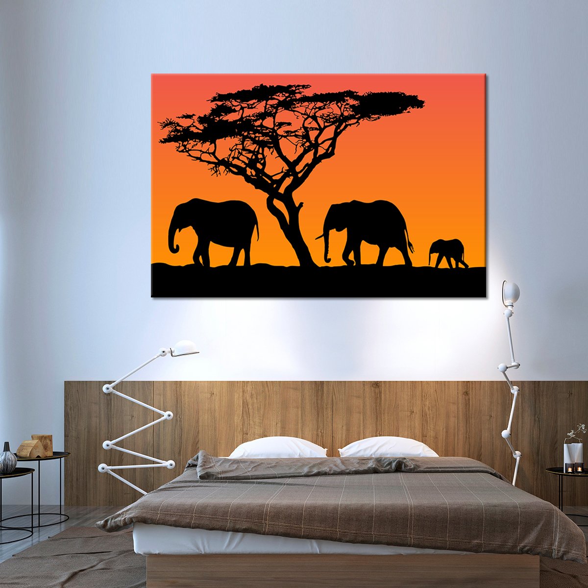 4 Elephants Multi Panel Canvas Wall Art