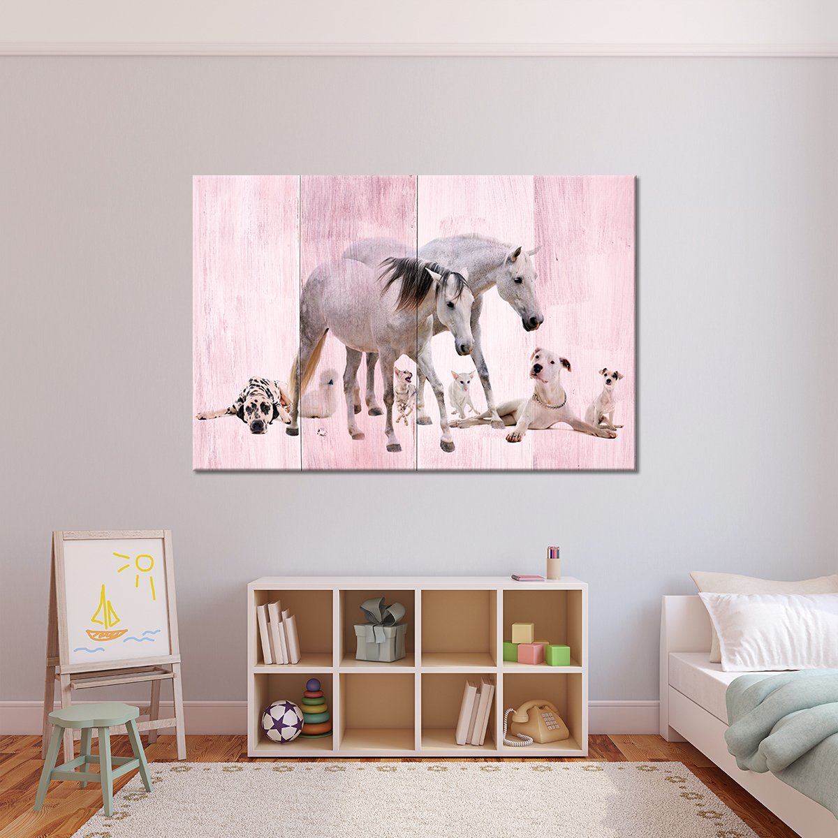 Furry Friends Multi Panel Canvas Wall Art