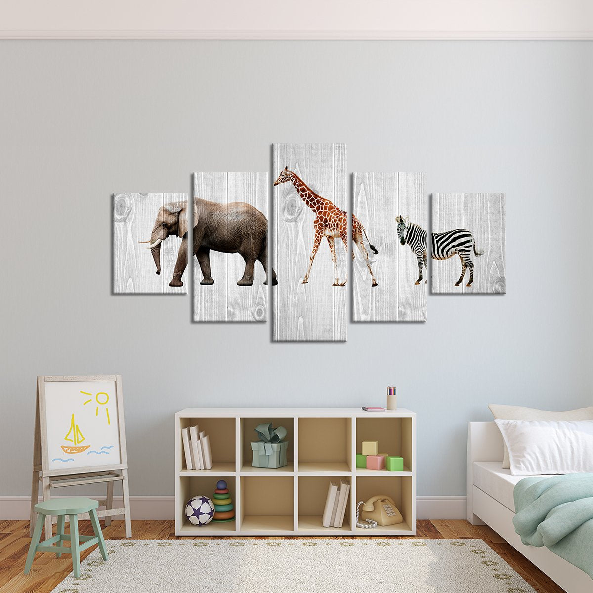 Wooden Safari Multi Panel Canvas Wall Art