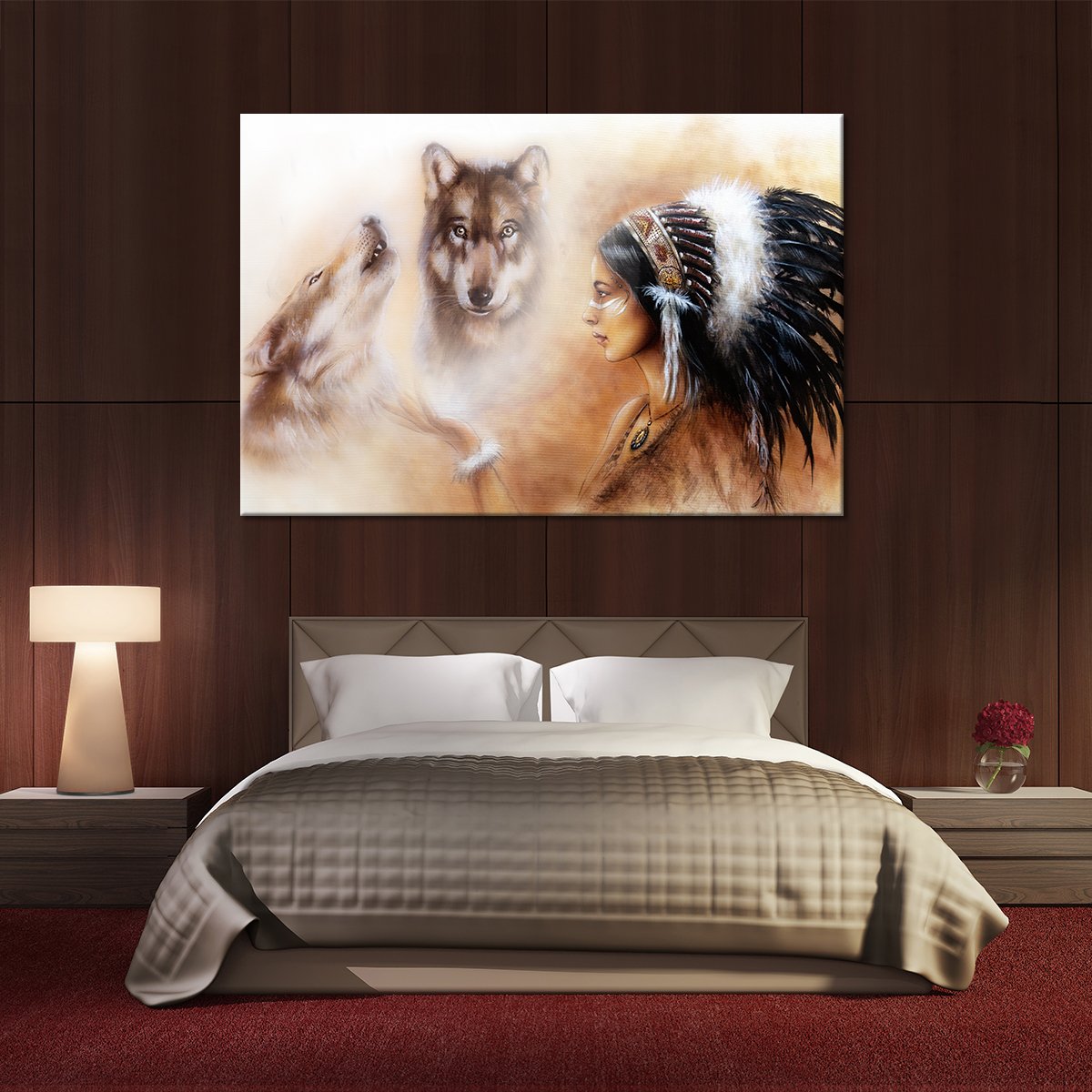 Cherokee Wolf Multi Panel Canvas Wall Art