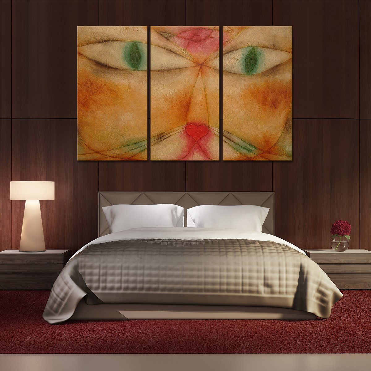 Cat and Bird Multi Panel Canvas Wall Art
