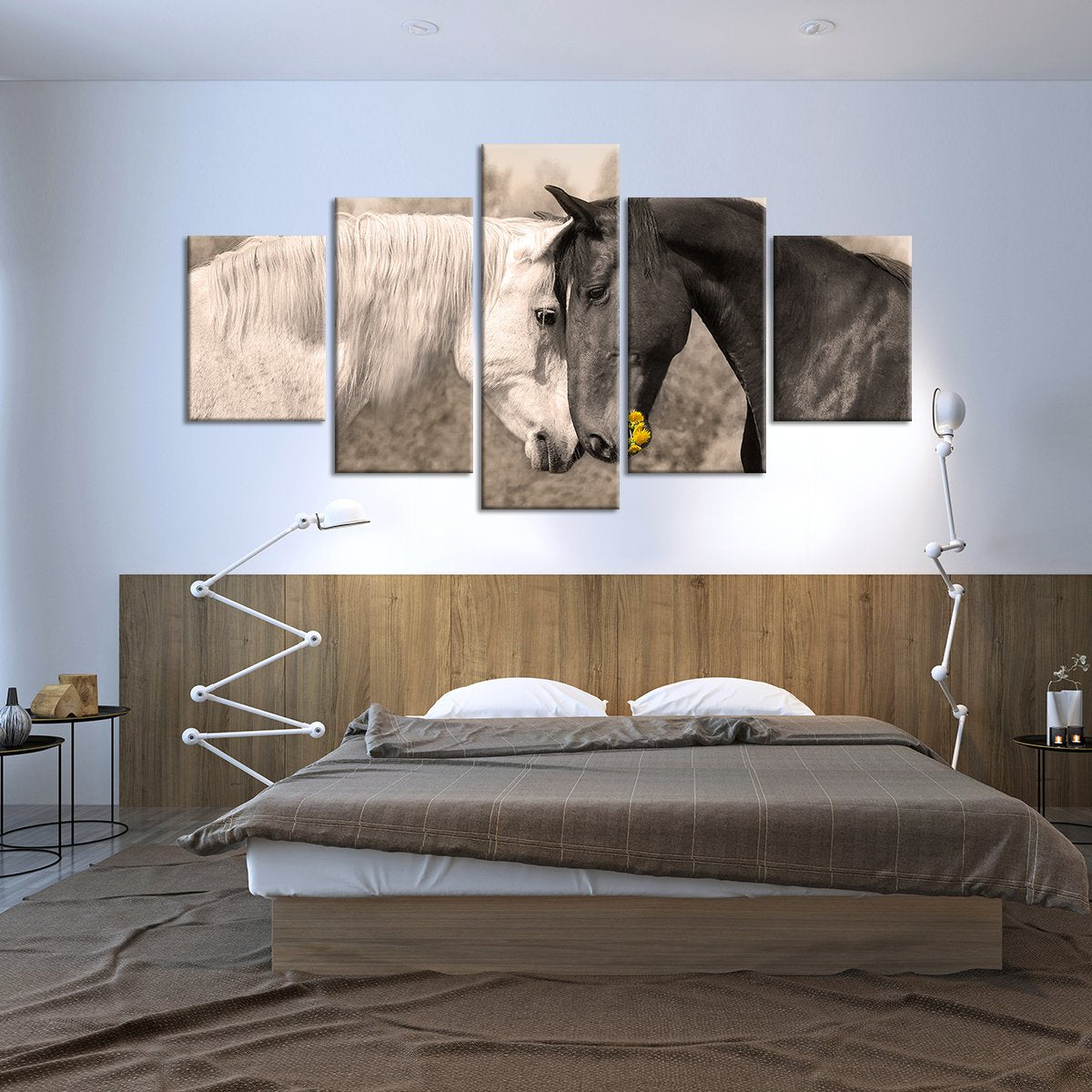 Horses Collide Multi Panel Canvas Wall Art