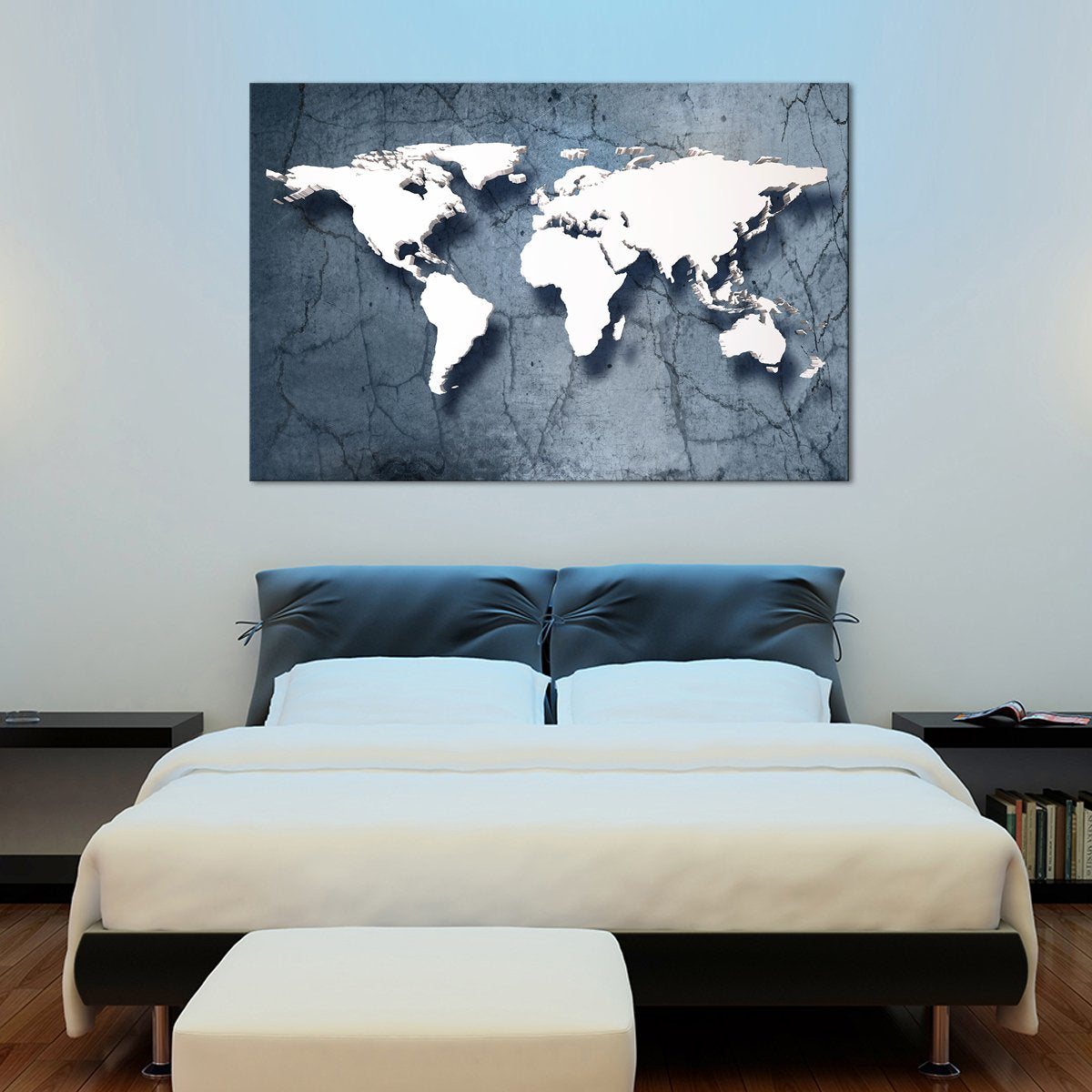3D Stone World Map Multi Panel Canvas Wall Art