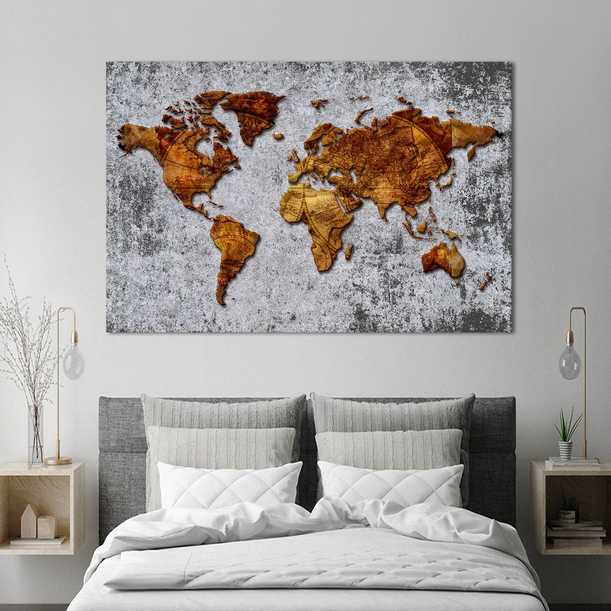3D Antique World Map Multi Panel Canvas Wall Art