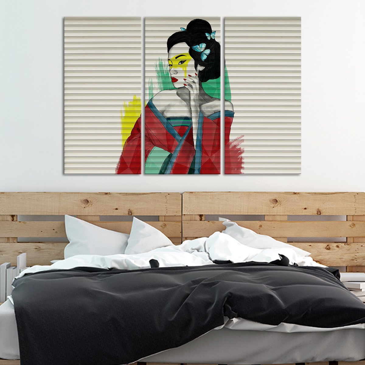Butterfly Geisha Multi Panel Canvas Wall Art