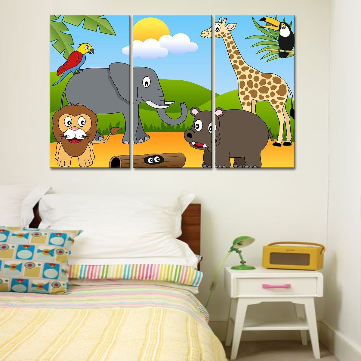 Jungle Cartoon Multi Panel Canvas Wall Art