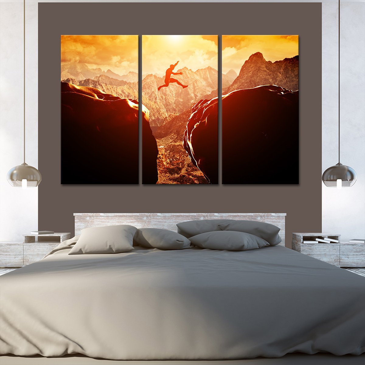 Jumping Over the Cliff Multi Panel Canvas Wall Art