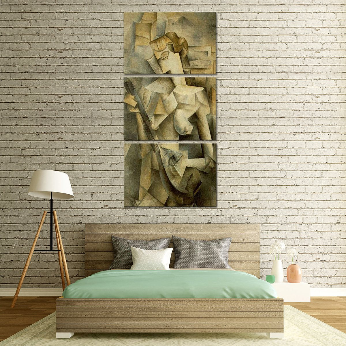 Girl With Mandolin Multi Panel Canvas Wall Art