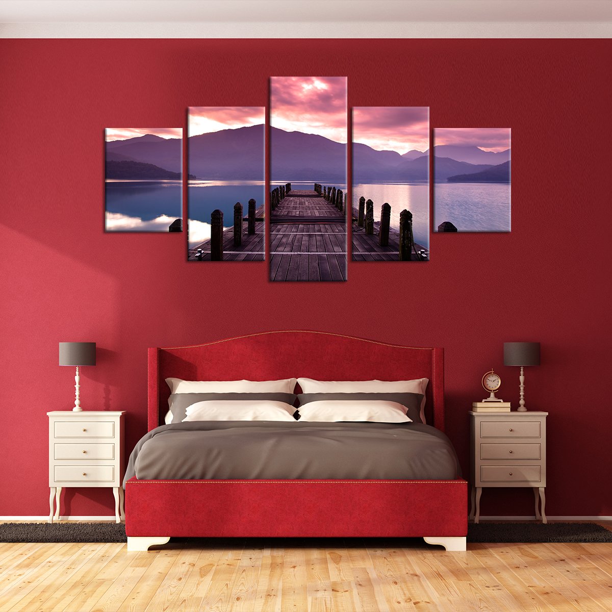 Morning at the Pier Multi Panel Canvas Wall Art