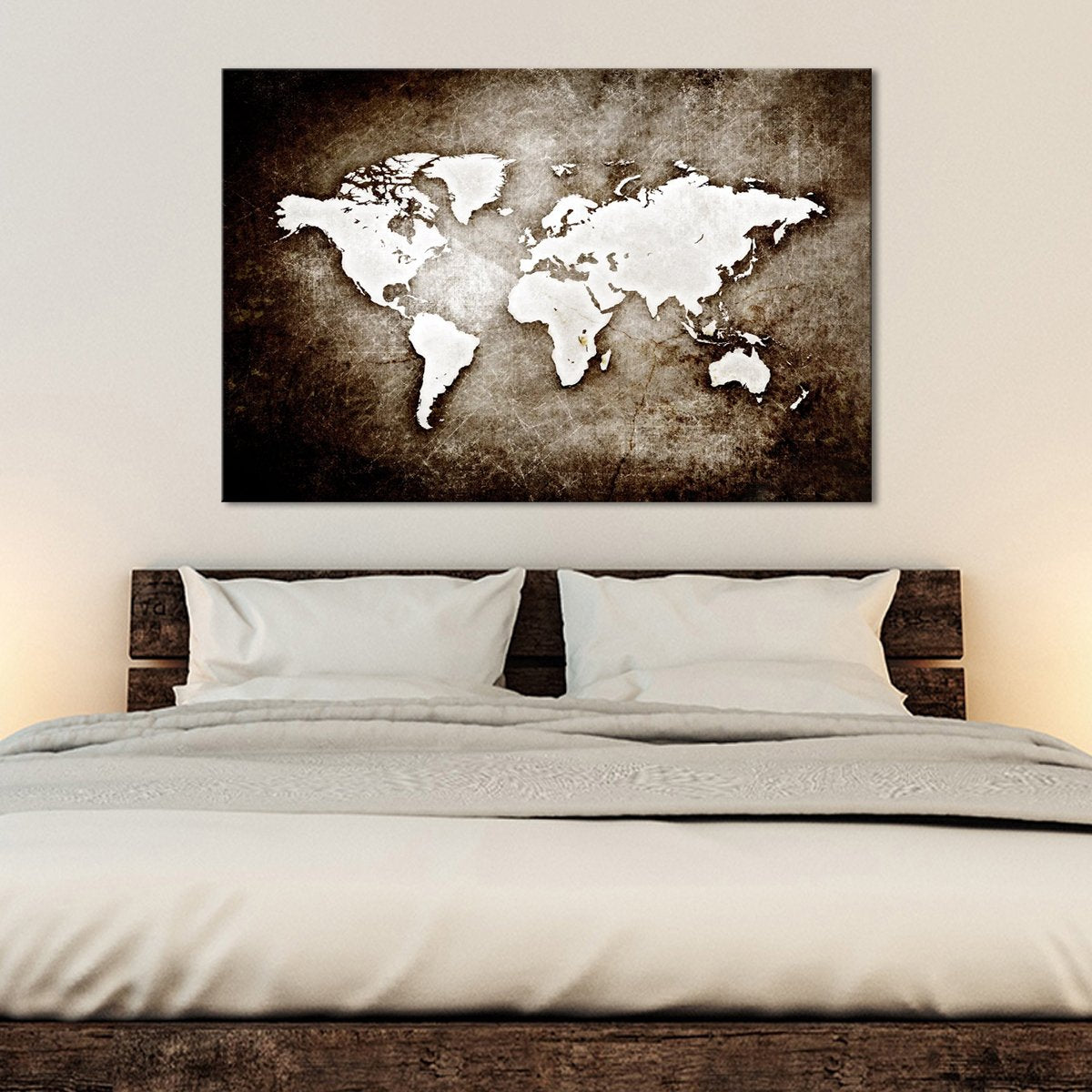 Textured Grunge World Map Multi Panel Canvas Wall Art