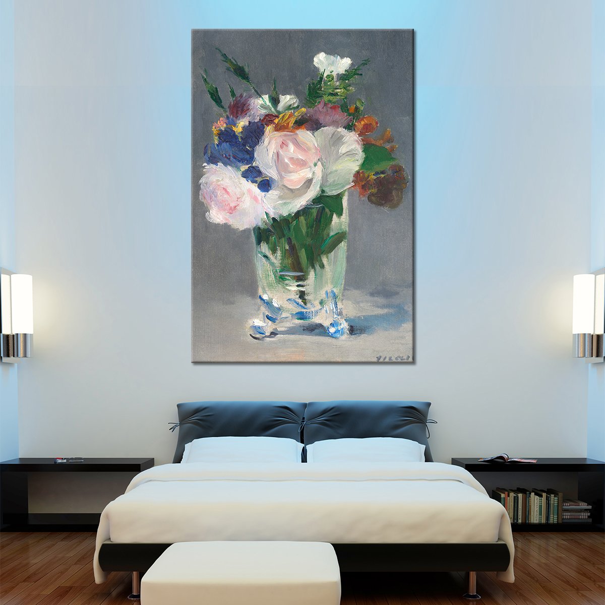 Flowers in a Crystal Vase Multi Panel Canvas Wall Art