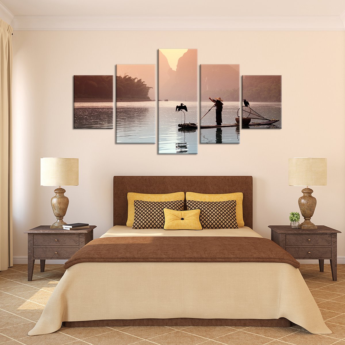 Chinese Fisherman Multi Panel Canvas Wall Art
