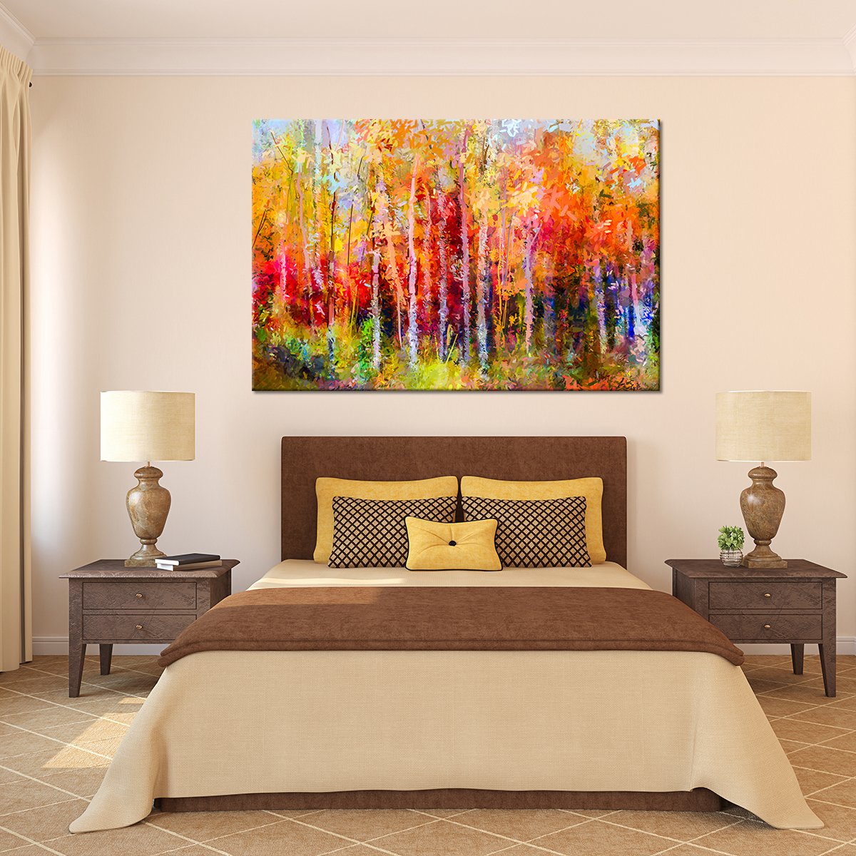 Autumn Trees Abstract Multi Panel Canvas Wall Art