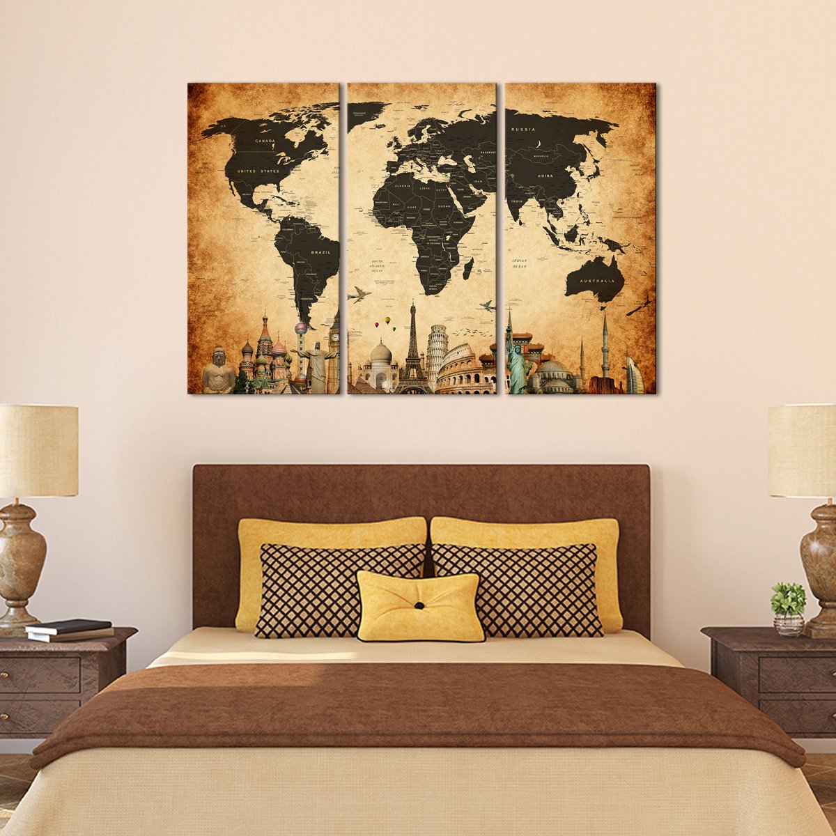 Vintage World Map Masterpiece Multi Panel Canvas Wall Art
