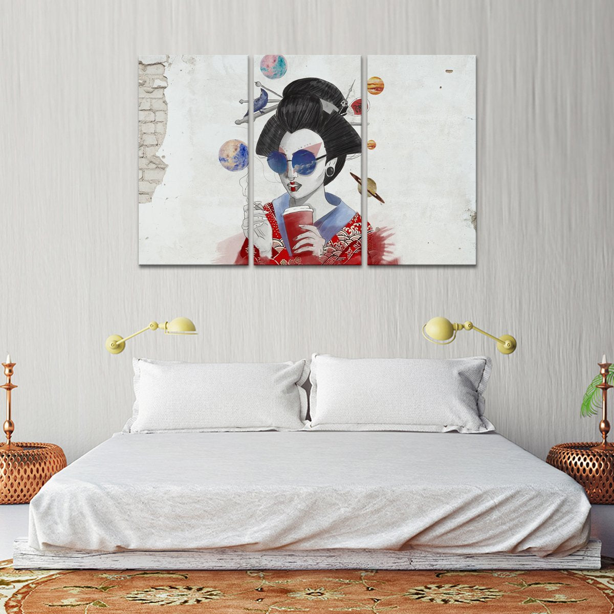Hipster Geisha Graffiti Multi Panel Canvas Wall Art