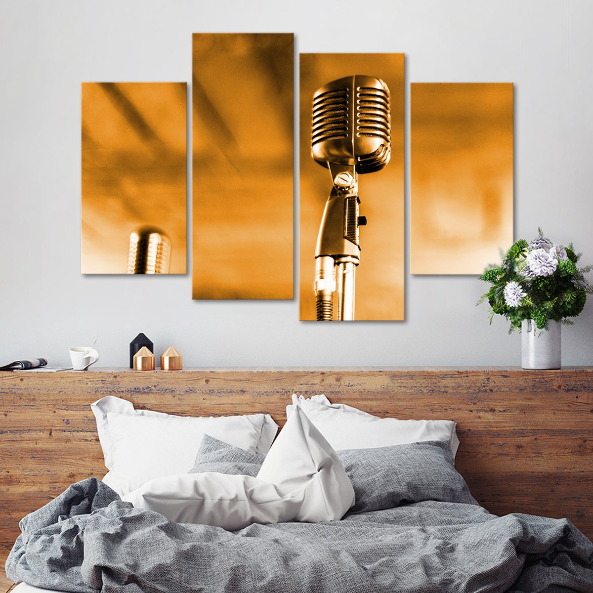 Golden Jazz Performance Multi Panel Canvas Wall Art