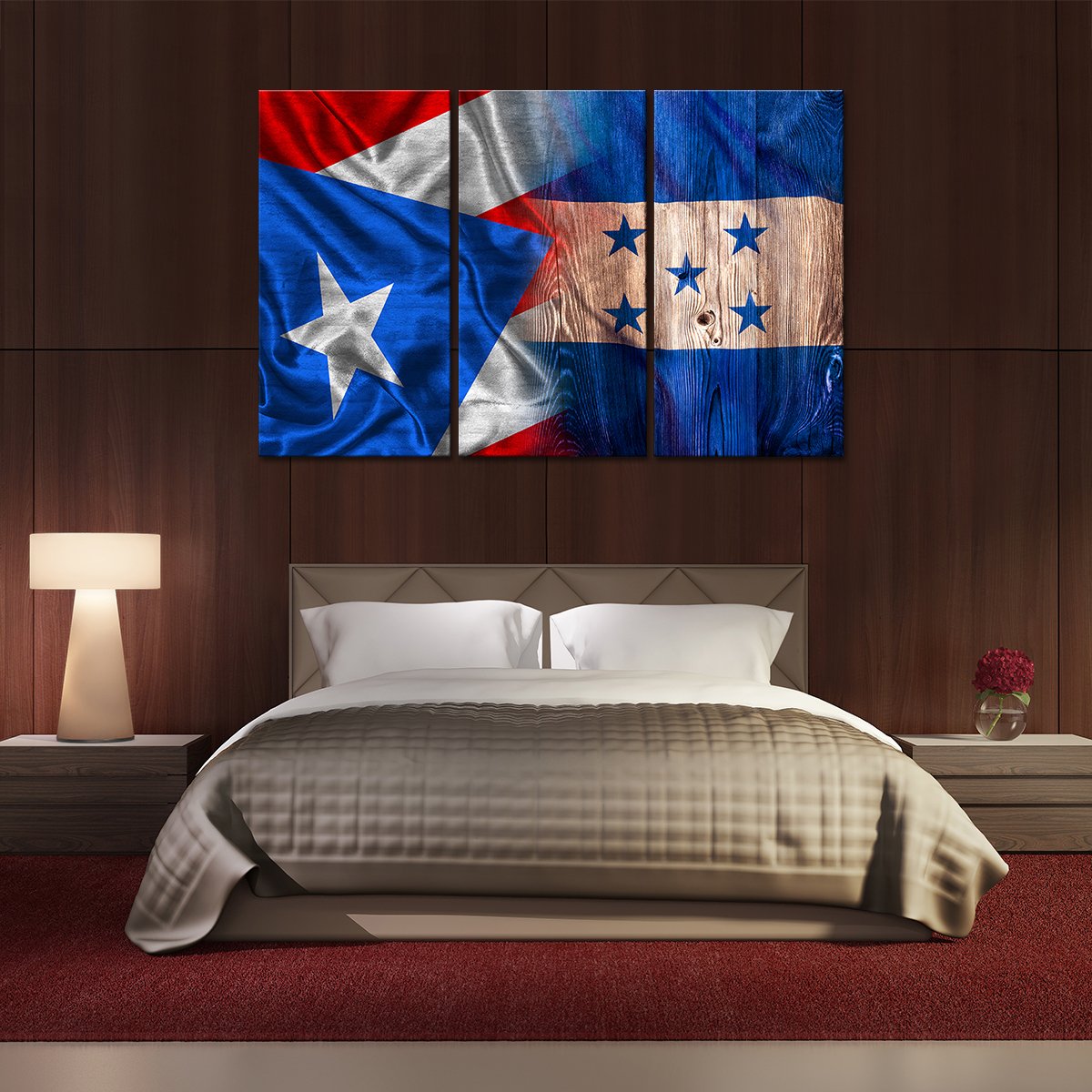 Puerto Rico And Honduras Flag Multi Panel Canvas Wall Art