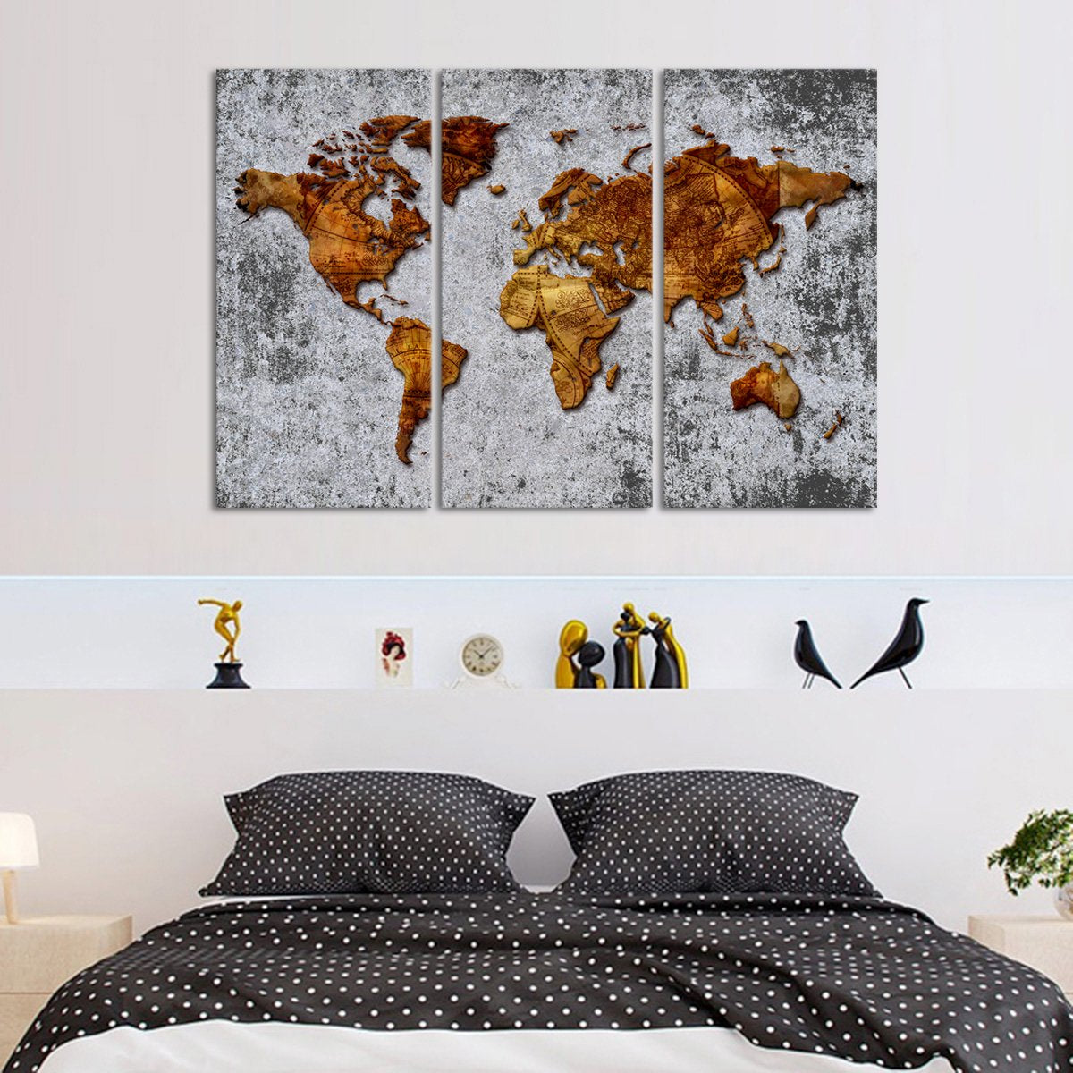 3D Antique World Map Multi Panel Canvas Wall Art