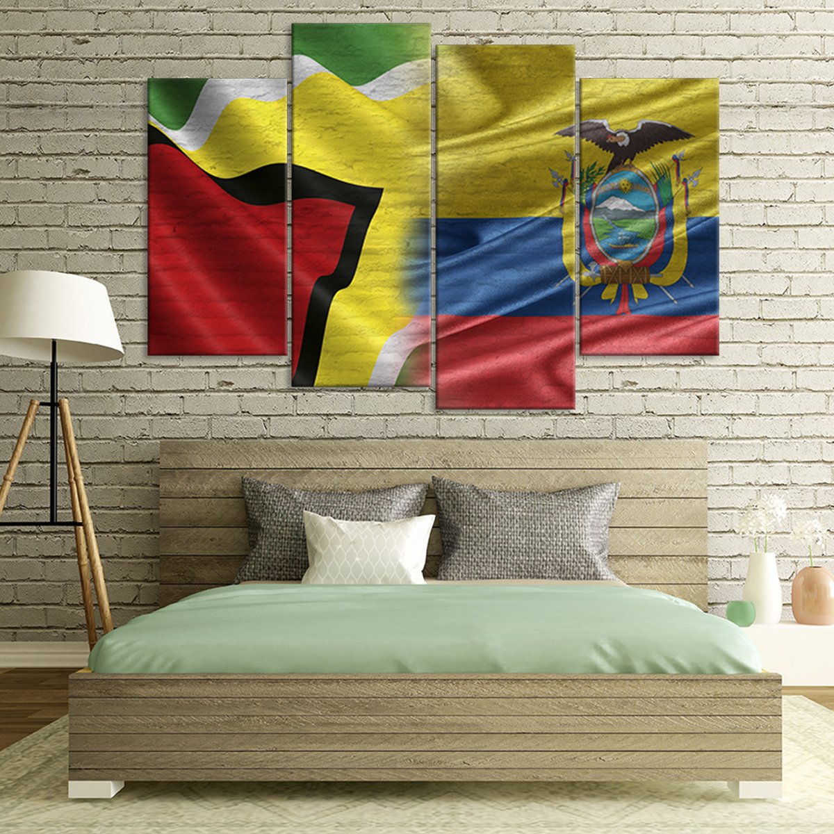 Ecuador And Guyana Flag Multi Panel Canvas Wall Art