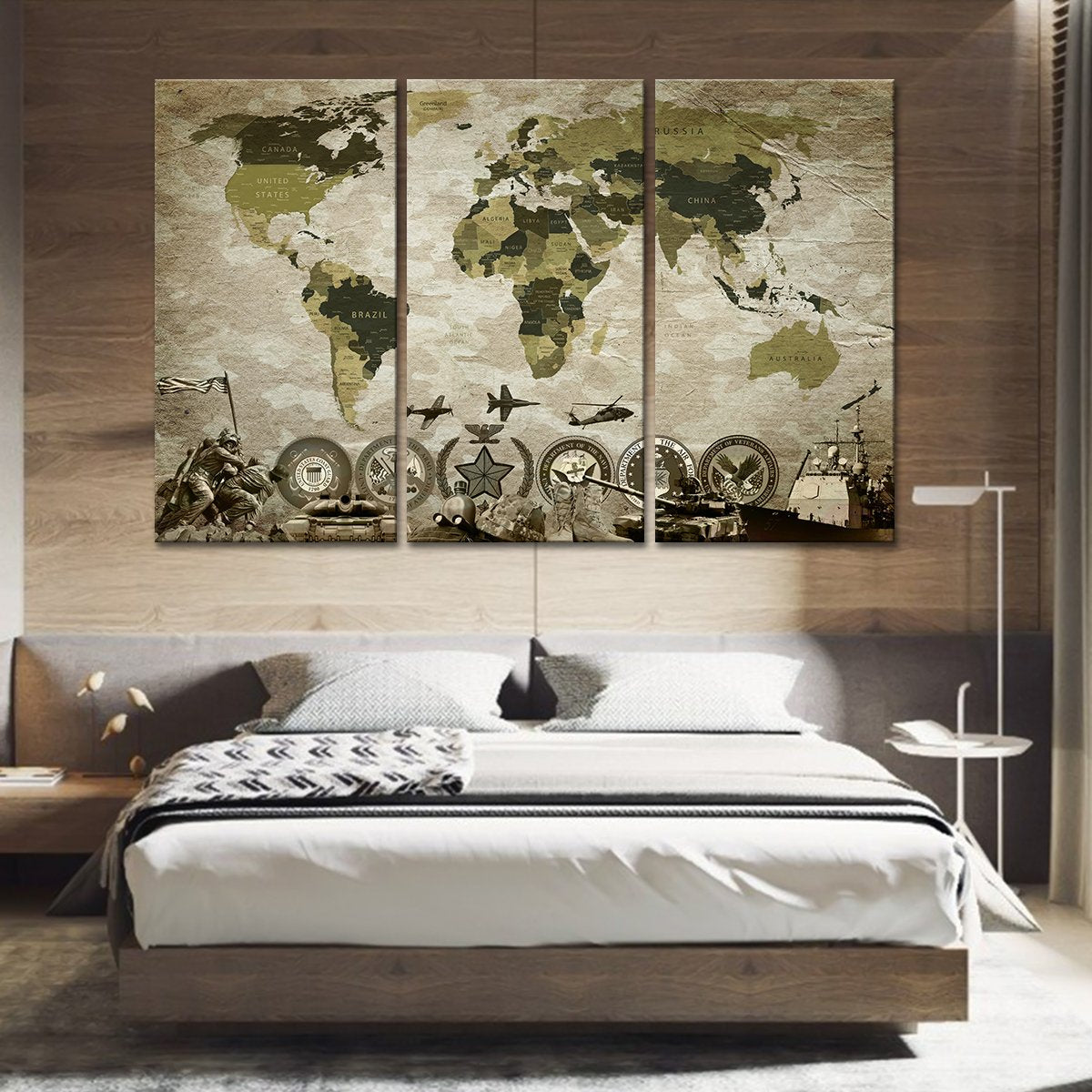 Camouflage World Map Masterpiece Multi Panel Canvas Wall Art