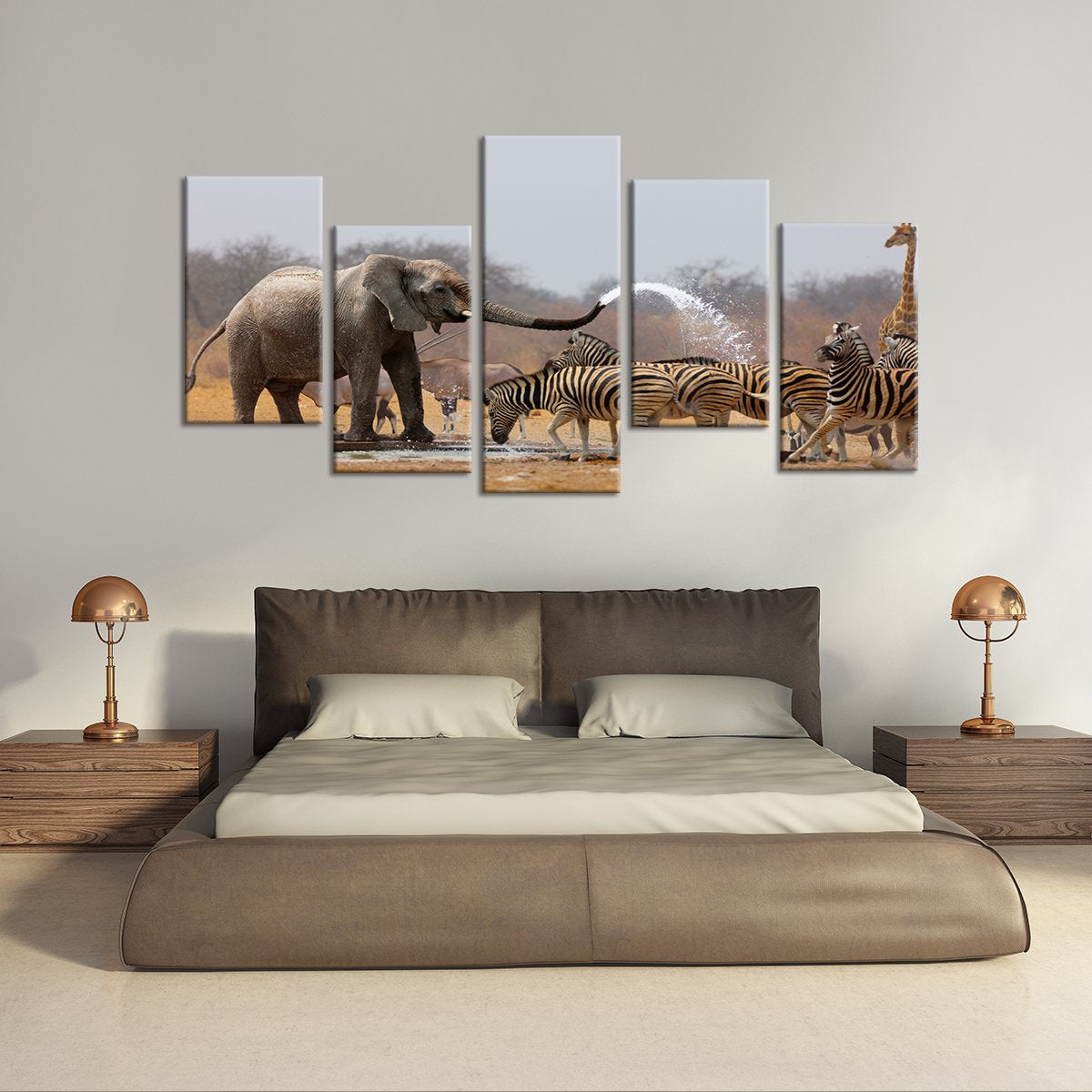 Funny Elephant Multi Panel Canvas Wall Art